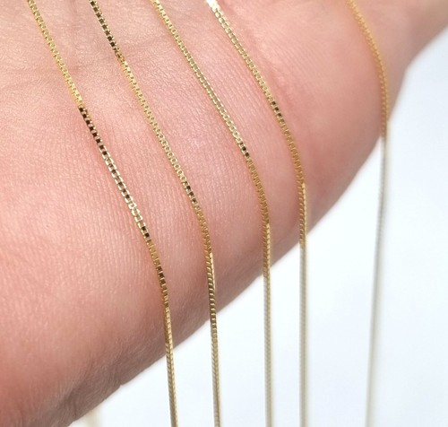 9ct Gold Chain Necklace Fine Ladies Box Link Jewellery 0.8mm - Choose your size - Picture 6 of 20
