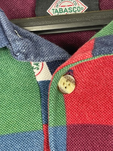 VTG Tabasco Color block Tabasco Sauce Logo Short Sleeve Polo Shirt S - Picture 8 of 12