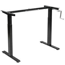 Hand Crank Sit to Stand Desk Frame Height Adjustable Standing Base Black
