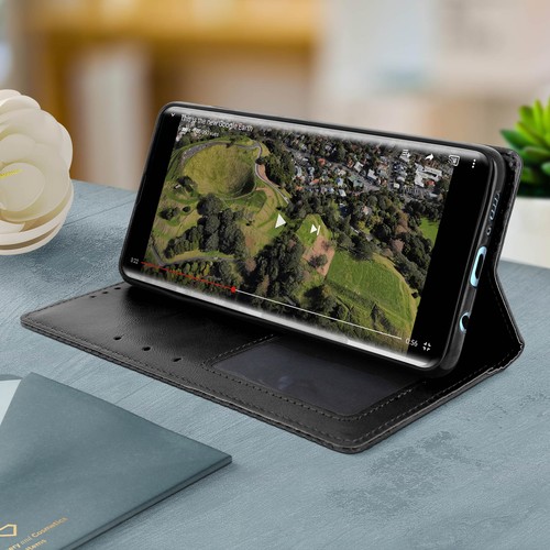 Housse pour Samsung Galaxy S10 Etui Folio Porte-cartes Fonction Support - Noir - Photo 4 sur 6