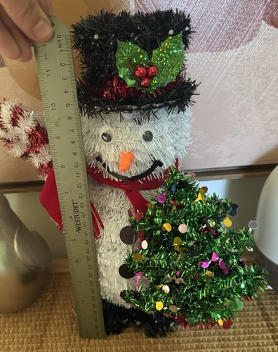 🎄Festlicher 12" Lametta Schneemann mit Zuckerstange & Weihnachtsbaum - Weihnachtsdeko - Bild 2 von 4