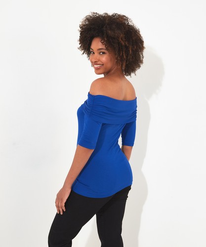 Joe Browns Women's Slim Fit Fold Over Bardot Jersey Top - Picture 3 of 14