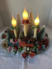 Vintage Christmas 3  Lights Candolier Arrangement -  Beautiful!