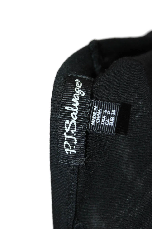 Camisa de pijama negra pequeña PJ Salvage para mujer manga larga cuello redondo malla Foto 4 de 4