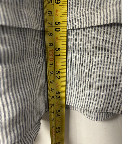 Quince Dress Womens Small Blue Pinstripe European Linen Maxi Tiered Short Sleeve - Picture 6 of 11