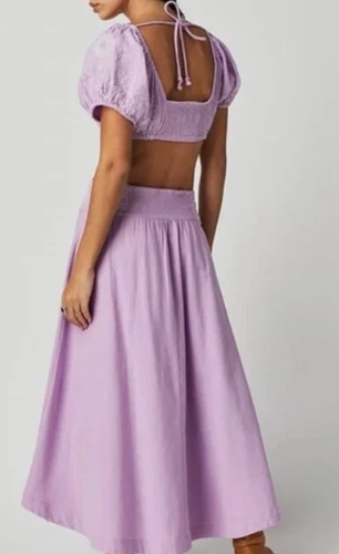 NUEVO FREE PEOPLE ORQUÍDEA PÚRPURA BLANCO LOTO MIDI FALDA CROP TOP CONJUNTO TALLA M - Imagen 4 de 11