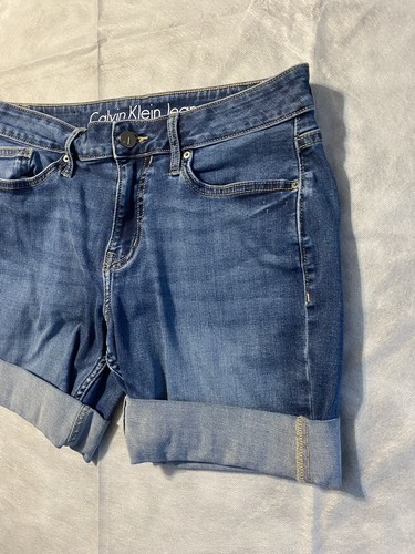 Pantalones Cortos Vaqueros Calvin Klein Repreve Talla 6 Cintura Alta Elastizados Enrollables - Imagen 2 de 6