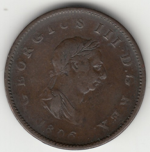 2 x 1806 GREAT BRITAIN COPPER COINS 1x PENNY GRADES aEF & 1x HALFPENNY GRADES gF - Picture 7 of 8
