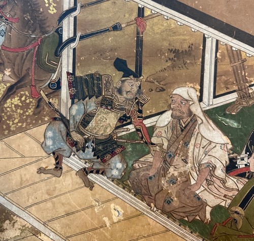 Rare early painting depicting Samurai warriors. 17-18th century ZG88 - Picture 4 of 7