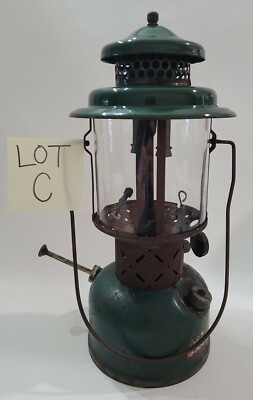 #ad Vintage Coleman Camping Lantern Pyrex Globe 1955 Double Mantle Parts Or Repair $44.95