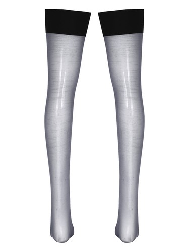 Men's Ultra Thin Thigh High Silk Stockings Glossy Stretchy Sheer Hold Up Socks - Picture 36 of 77