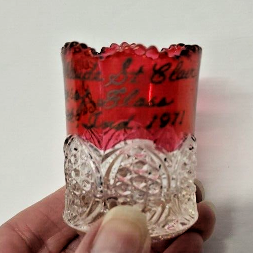 Vintage EAPG Ruby Stain Flash Glass Elwood Glass 1975 St Clair Indiana Souvenir - Picture 5 of 6