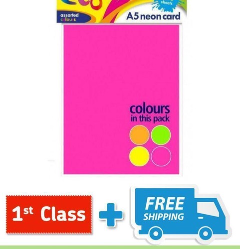 20 Feuilles A5 Néon Carte Multi Coloré Fluorescent Lisse Poster Epais - Picture 7 of 7
