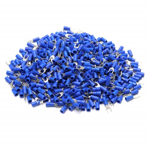 1000 × Blue For 16-14 AWG Insulated Crimp Spade Fork Terminal Wire Connectors #8 - Picture 7 of 7