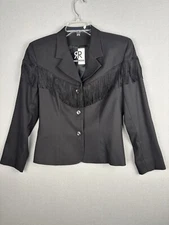 Vintage Rina Rossi Women’s Jacket 6 Black Western Fringe Blazer USA 3473