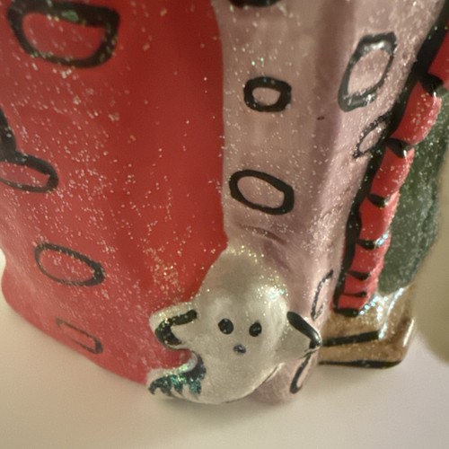 Halloween Spukhaus Kerzenhalter Eule Spinne Geist glitzernd lila Windlicht - Bild 6 von 13