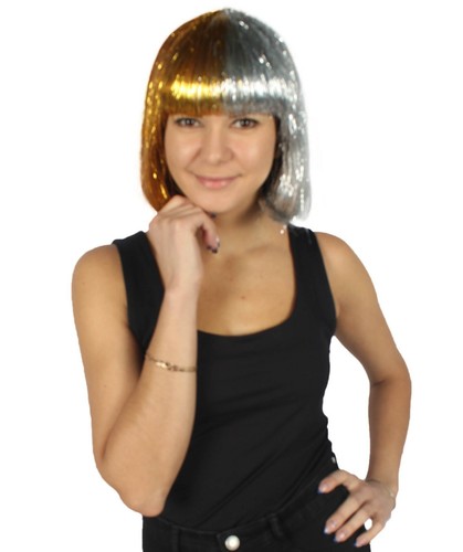 Adult Women's Straight Texture Tinsel Bob Wig for Halloween Cosplay Party - Picture 81 of 114
