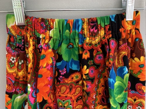 VINTAGE FLOWER POWER MIDI SKIRT HIPPIE BOHO MOD BRIGHT MULTICOLOR HANDMADE - Picture 4 of 4