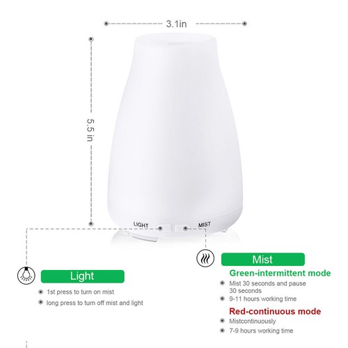 Essential Oil Aroma Diffuse Aromatherapy LED Ultrasonic Humidifier Air Purifier - Picture 10 of 13