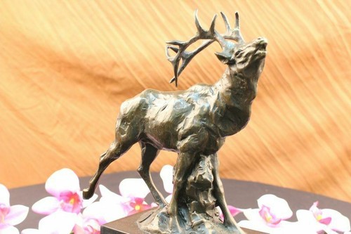 Deer Elk Moose Stag Signed Collectible Bronze Bookend Sculpture Statue Figure - 第 10/12 張圖片