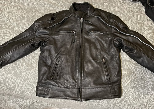 Black Leather Women’s Motorcycle Jacket Size L -First Classics- Excellent Cond