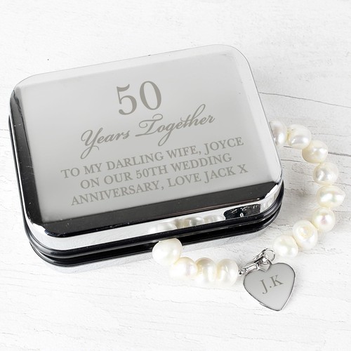 Regalo Aniversario Esposa Personalizado, Pulsera Regalo Pulsera Perla y Caja Plata - Imagen 4 de 5