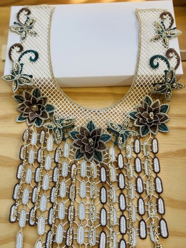 Einteiler Blumen bestickt Kragen Applikation zum Nähen/Braut/Basteln/CL01 - Bild 1 von 13