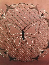 Vogart Crafts BUTTERFLY Beaded Pillow Kit 14" x 14" 2528B EMBROIDERY Crewel