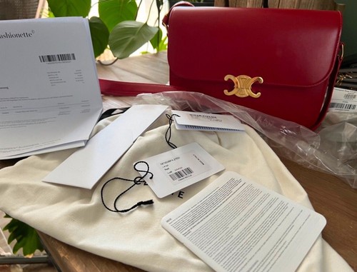 Original Celine Triomphe Leder Umhängetasche, Full set - Bild 4 von 12