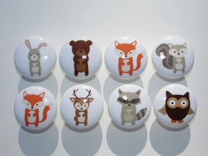 Set Of 8 Woodland Animal Dresser Drawer Knobs Ebay