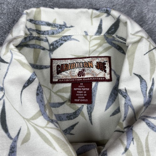 Caribbean Joe Abotonable Para Hombre Medio Azul Verde Floral Manga Corta Hawaiano - Imagen 2 de 6