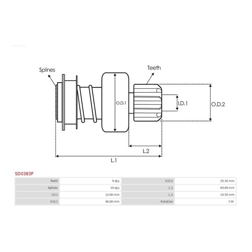 ASPL Starter Motor Freewheel Gear SD0383P Genuine Top Quality - Picture 4 of 6