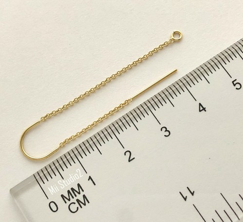 6 piezas Pendientes roscadores de orejas de cadena de cable relleno de oro amarillo 14k con gancho en U E59g - Imagen 3 de 3