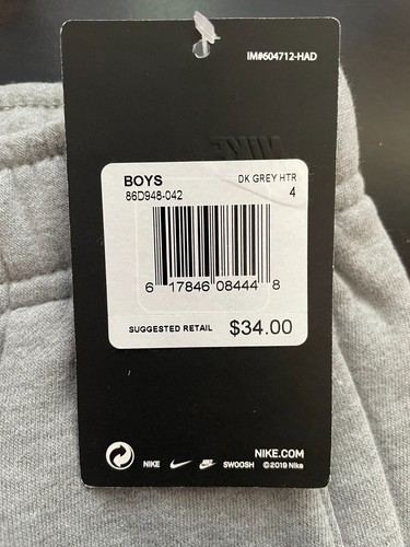 Nike Joggers Boys Youth 4 XS Fleece Futura Cuff Sweatpants Grey - Picture 2 of 6