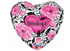 Qualatex 41830 18" Heart Wonderful Mum Floral Damask Foil