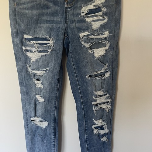 American Eagle Curvy Hi-Rise Jegging Jeans Gr. 6 Stretch Distressed Denim Blau - Bild 3 von 10