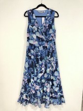 NWT Soft Surroundings Ashlyn Blue Floral Ruffled Elastic Waist Maxi Dress Size S