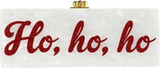 Edie Parker Box Flavia Ho Ho Ho Glittered Acrylic Clutch Purse
