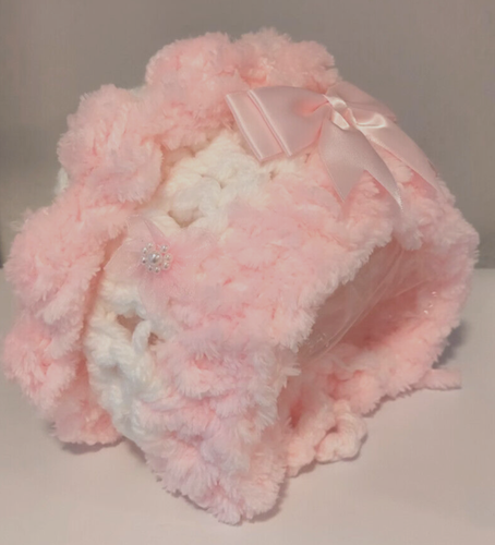 Baby Bonnet Hat Warm Hand Knitted Crochet Traditional Lace Marabou Flower Bows - Picture 45 of 114