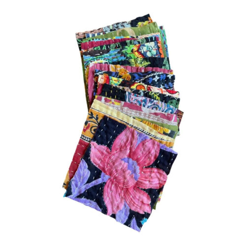 50pcs Kantha Fabric SNIPPET Pack-Kantha Scrap fabric-Scrap Junk Journal-Vintage - Picture 8 of 12