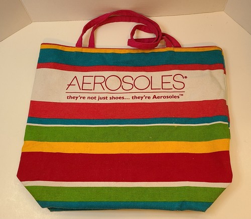 Aerosoles Baumwolltasche gestreift mit Griffen Strand Pool Reise Einkaufen - Bild 1 von 5