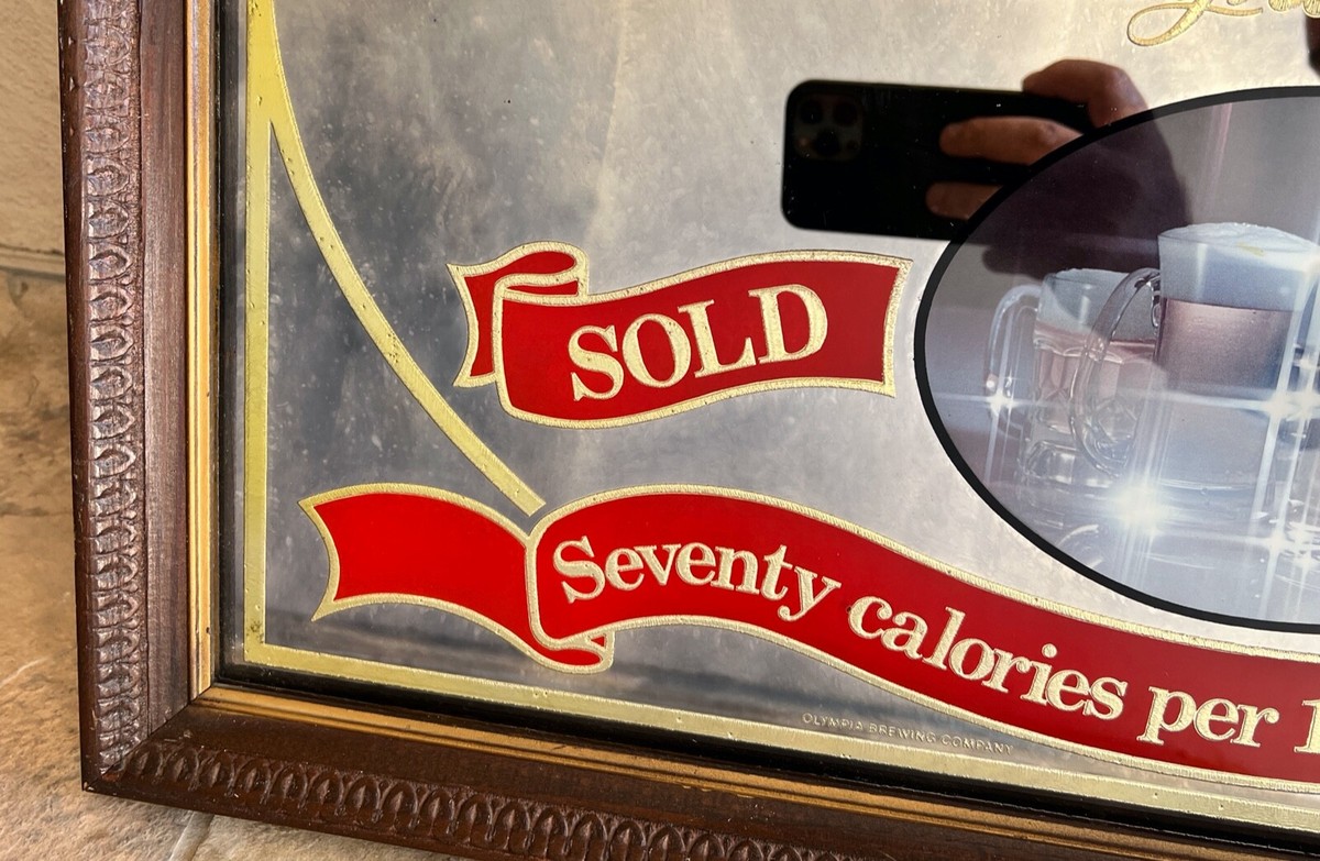 Vintage OLYMPIA GOLD Beer Advertising Mirror 27x21 Wood