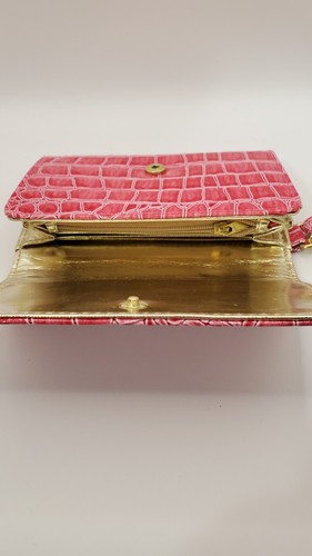 Raspberry Pink Wristlet Wallet Coin Purse with Gold interior new wrapped - Picture 6 of 7