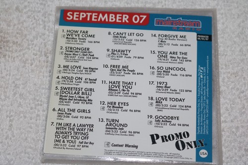 Promo Only Mainstream Radio Sep 2007 VG+ USA CD Matchbox Twenty Daft Punk T-Pain - Picture 2 of 2