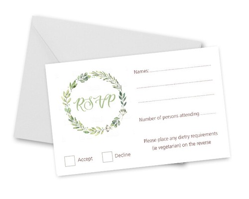 Inviti matrimonio FIORI VERDI personalizzati confezione da 10 con buste 150x150mm - Foto 8 di 9