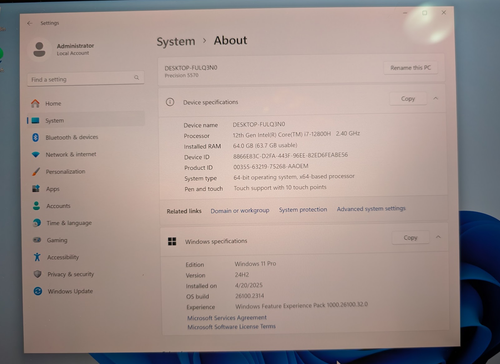 Dell Precision 5570 4K OLED Laptop i7-12800h, 64GB RAM, 512GB SSD - Picture 11 of 14
