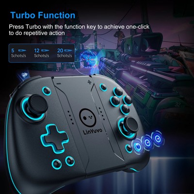 Linyuvo KS47 Wireless Joypad Controller for Switch/OLED   8-Color Adjustable LED