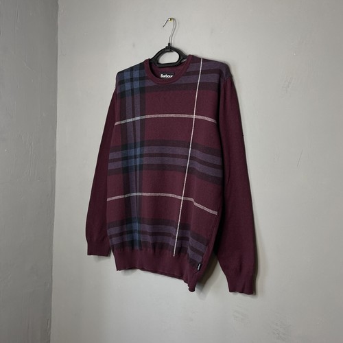 Barbour Mens Cotton/Wool Blend Plaid Pullover Sweater Size L - Picture 3 of 8