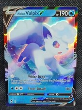 Alolan Vulpix V - 033/195 Ultra Rare Silver Tempest Pokemon TCG NM