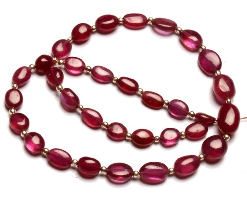 Gemas de zafiro rosa natural tamaño 8 a 10 mm cuentas lisas en forma de pepita hilo de 14" - Imagen 4 de 8